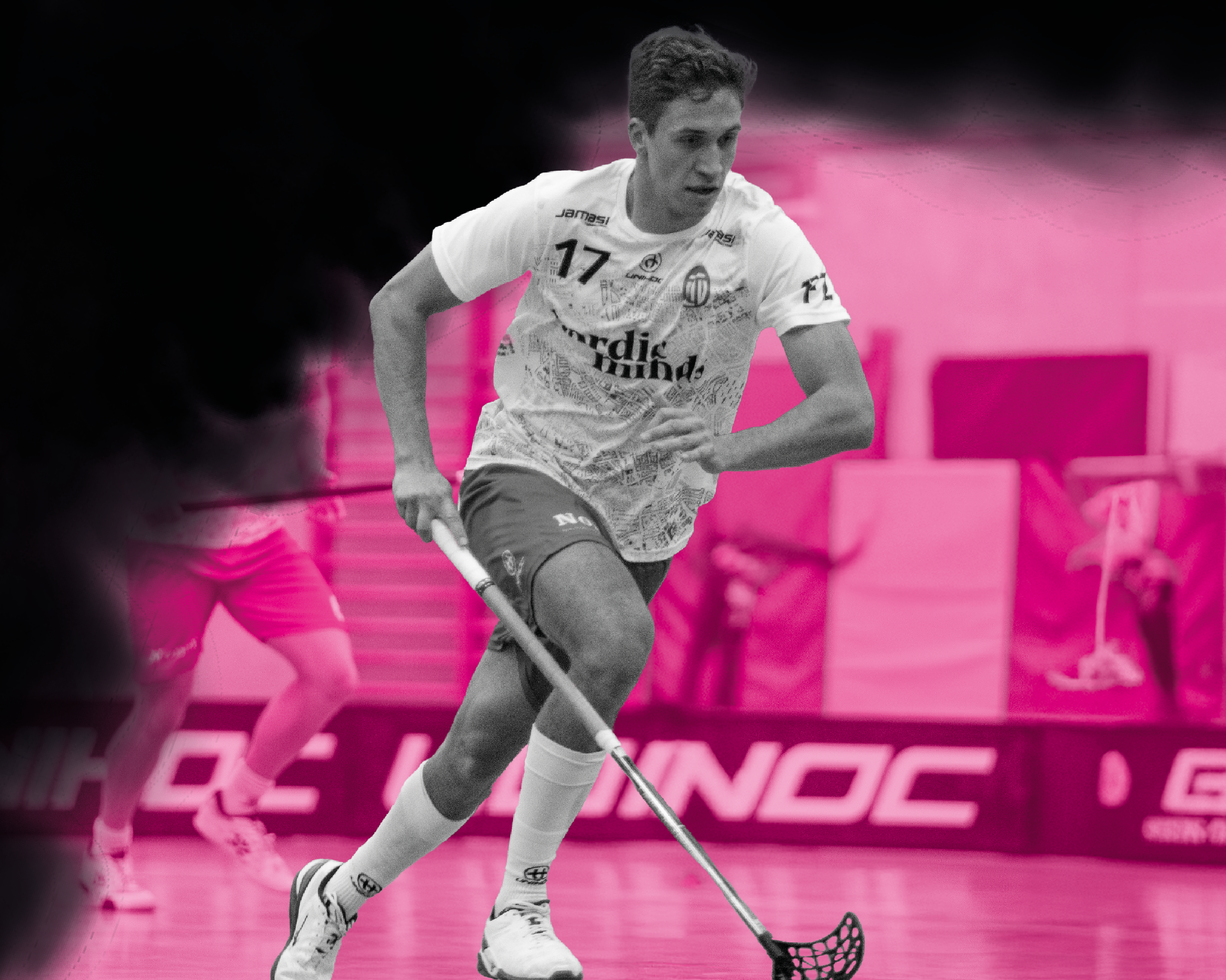 Floorball-foil2sport-FloorballSpielerRenntMitBall